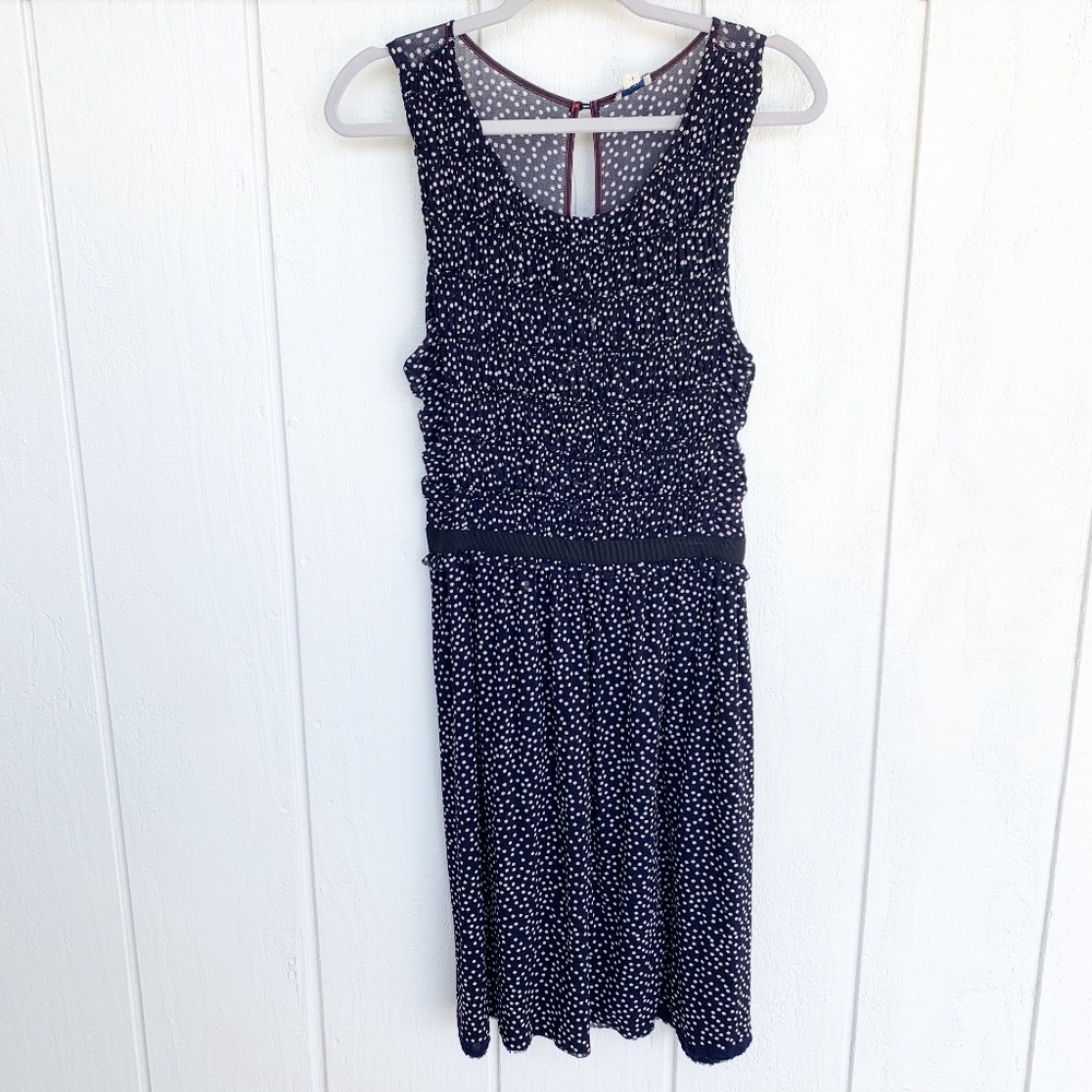 Anthropologie Postmark Navy Swiss Dot Dress M